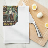 Linge De Cuisine Jésus Fond Écran Noir Couverture Webcam Virtuelle  (Quart Plié)
