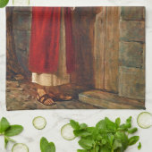 Linge De Cuisine Jésus frappe sur la porte (Plié)