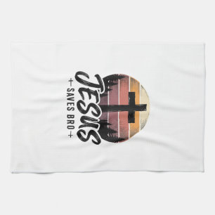 Linge De Cuisine Jesus Sauve Frère Vintage Chemise Croix Chrétienne