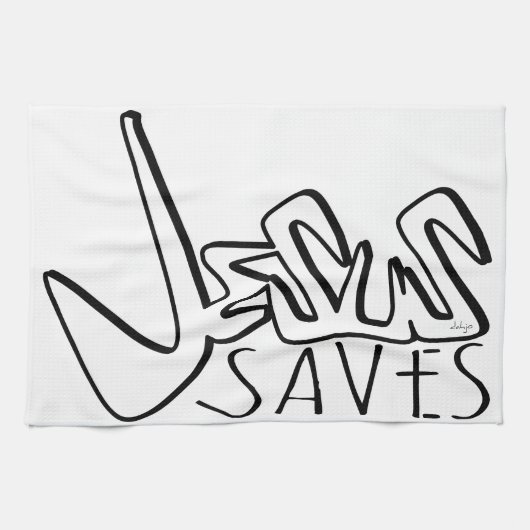 LINGE DE CUISINE JÉSUS SAUVE GRAFFITI (Horizontal)