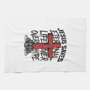 Linge De Cuisine Jésus Sauve Vintage Croix Christian Streetwear Shi