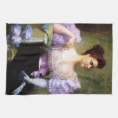 Linge De Cuisine Jeune femme par un bouquet d'hydrangées (Horizontal)