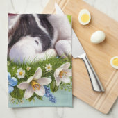 Linge De Cuisine Jeune veau avec couronne de fleurs et papillons (Quart Plié)