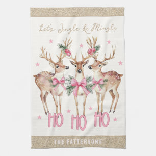 Linge De Cuisine Jingle et Mingle de rennes de Noël personnalisés