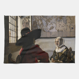 Linge De Cuisine Johannes Vermeer - Officier avec une fille qui rit