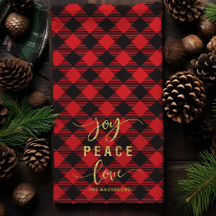 Linge De Cuisine Joie carreau de Buffalo Paix Amour Monogramme Noël