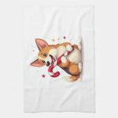 Linge De Cuisine Joie de Corgi Candy Cane (Vertical)