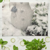 Linge De Cuisine Joie de Noël avec Snowman souriant (Plié)