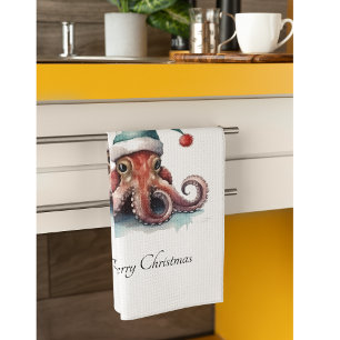 Linge De Cuisine Joie de Noël de la pieuvre, personnalisé