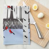 Linge De Cuisine Joie d'hiver - Chat avec foulard Birch Trees Cardi (Quart Plié)