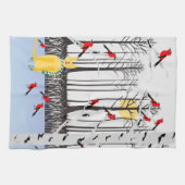 Linge De Cuisine Joie d'hiver - Chat avec foulard Birch Trees Cardi (Horizontal)