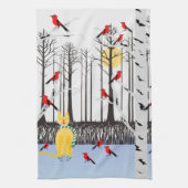 Linge De Cuisine Joie d'hiver - Chat avec foulard Birch Trees Cardi (Vertical)