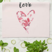 Linge De Cuisine Joli amour rose coeur floral (Plié)