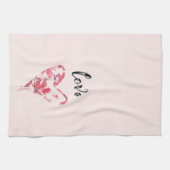 Linge De Cuisine Joli amour rose coeur floral (Horizontal)