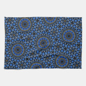 Linge De Cuisine Joli Blue & Gold Dot Art Motif Floral (Horizontal)