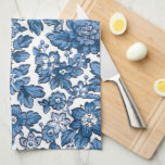 Linge De Cuisine Joli Boho bleu et blanc floral<br><div class="desc">Joli motif floral avec fleurs bohèmes bleues sur arrière - plan blanc.</div>