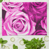 Linge De Cuisine Joli Bouquet de fleurs de roses rose Magenta (Plié)