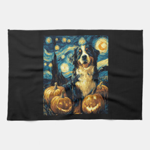 Linge De Cuisine Joli chien de montagne bernois Halloween Jack O La