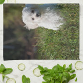 Linge De Cuisine Joli chiot blanc (Plié)
