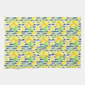 Linge De Cuisine Joli citrons aquarelle sur bandes bleues (Horizontal)