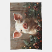Linge De Cuisine Joli Cochon de Noël Peinture rustique (Vertical)