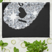 Linge De Cuisine Joli coeur en diamant d'argent J'aime bling (Plié)