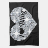 Linge De Cuisine Joli coeur en diamant d'argent J'aime bling (Vertical)