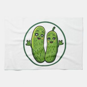 Linge De Cuisine Joli Couple de Cornichons Drôles Kawaii