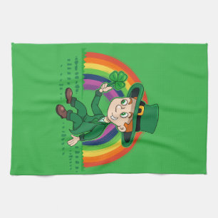 Linge De Cuisine Joli dessin animé leprechaun avec shamrock et arc-