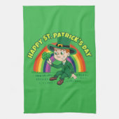 Linge De Cuisine Joli dessin animé leprechaun avec shamrock et arc- (Vertical)