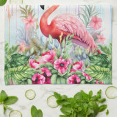 Linge De Cuisine Joli Flamant rose tropical (Plié)