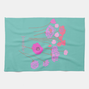 Linge De Cuisine Joli Floral moderne Turquoise