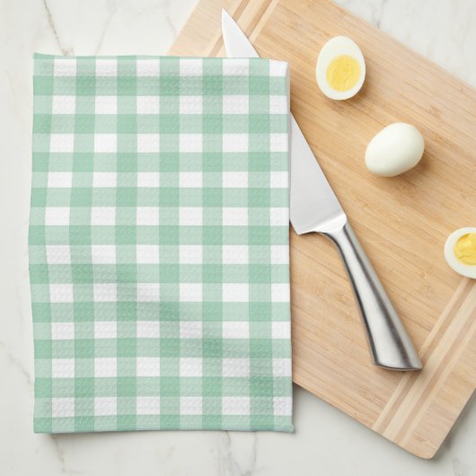 Linge De Cuisine Joli Gingham Vert Pastel (Quart Plié)