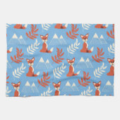 Linge De Cuisine Joli hiver Orange Fox Mountains Motif feuille (Horizontal)