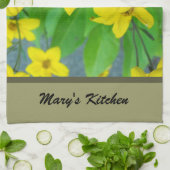 Linge De Cuisine joli jardin fleuri jaune, floral (Plié)