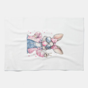 Linge De Cuisine Joli lapin de jour de Pâques soufflant une bulle F