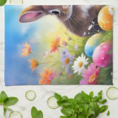 Linge De Cuisine Joli lapin de Pâques Brown (Plié)