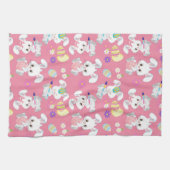Linge De Cuisine Joli lapin de Pâques Peinture Oeuf rose Printemps (Horizontal)