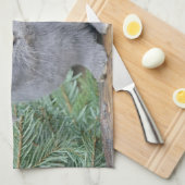 Linge De Cuisine Joli lapin gris (Quart Plié)