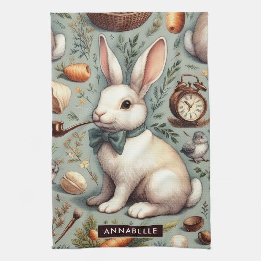 Linge De Cuisine Joli lapin Vintage (Vertical)