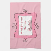 Linge De Cuisine Joli monde rose et blanc Meilleure mère (Vertical)
