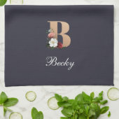 Linge De Cuisine Joli Monogramme Floral B MODÈLE (Plié)