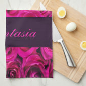 Linge De Cuisine Joli monogramme rose roses (Quart Plié)