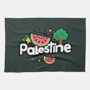 Linge De Cuisine Joli mot Palestine entouré d'un arbre de pastèques