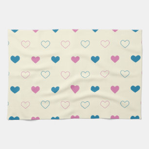 Linge De Cuisine Joli motif de cœur simple bleu rose crème