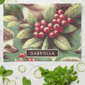 Linge De Cuisine Joli Motif de hérisson Vintage (Plié)