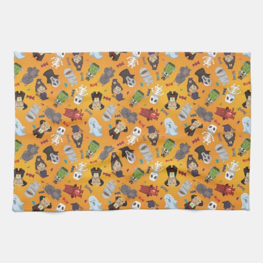 Linge De Cuisine Joli Motif de monstres d'Halloween (Horizontal)