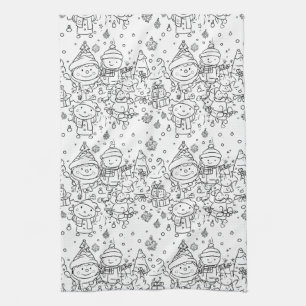 Linge De Cuisine Joli motif de Noël en hiver à dessiner (2)
