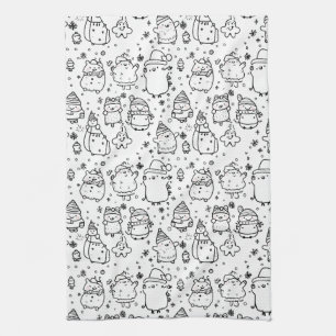 Linge De Cuisine Joli motif de Noël en hiver à dessiner (5)