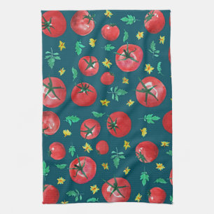 Linge De Cuisine Joli motif moderne de tomates à l'aquarelle sur fo